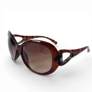 DG Eyewear Oversized Brown Gradient Sunglasses Plaid Arms NWT